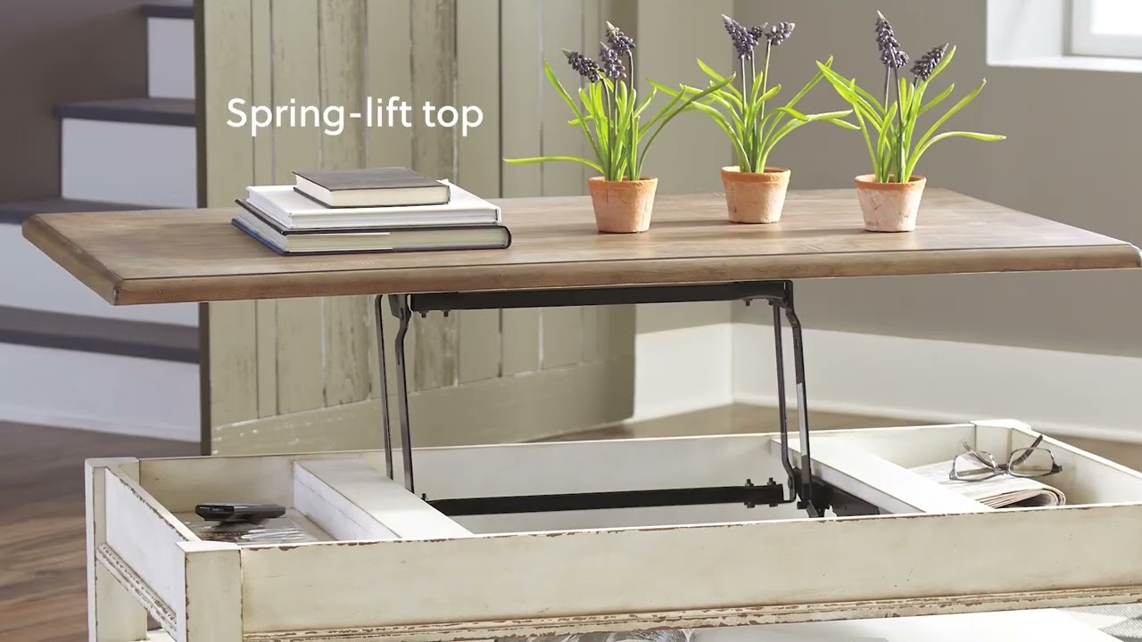 Realyn Coffee Table with Lift Top in White/Brown T523-9 by Ashley