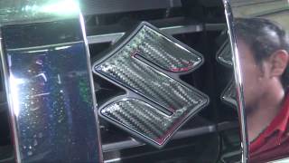 【ジムニー 取付動画】カーボンシート フロントグリル スズキロゴマーク JB23 【ジムニー 取付動画】カーボンシート フロントグリル スズキロゴマーク JB23