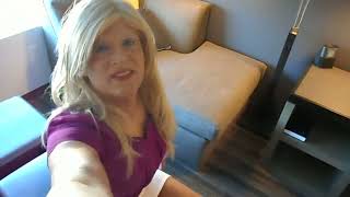 Heather Tgirl Wearing A Purple Top With A White Skirt