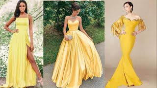 Ideos de vestidos elegantes gala color AMARILLO YouTube