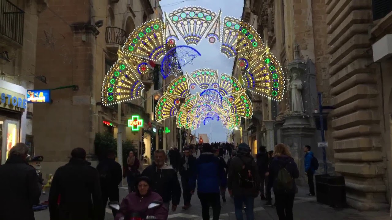 Christmas lights In Valetta , Malta 2017 YouTube