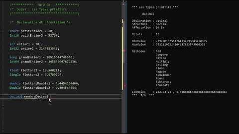 C# -  1 - Les Types Primitifs