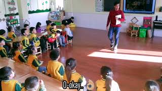 Teaching English at a kindergarten in China.. (Kindergarten students 5 to 6 years old).