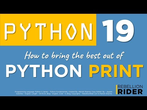 Python tutorial 19: Python Print function With Example By Manish Sharma