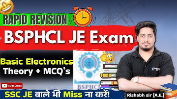 Rapid Revision for BSPHCL JE Exam | Basic Electronics by Rishabh sir  #rrbje2024 #sscje2025