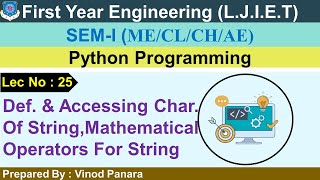 Lec-25_String and mathematical operator for string | Python Programming | First Year Engineering