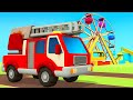 A fire truck cartoon &amp; police car at the amusement park. NEW EPISODE Helper cars cartoons for kids.