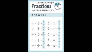 Adding Fractions Worksheet in Simple Style #mathematics #maths #problem_solving #solutions
