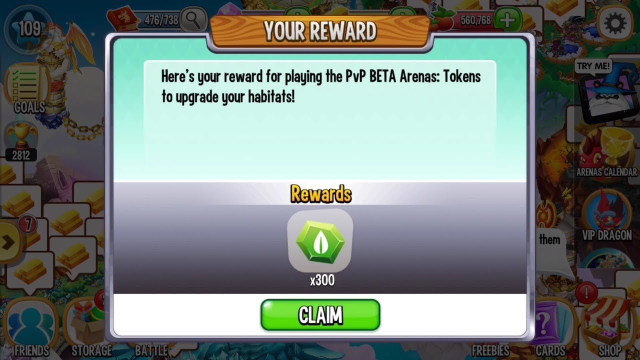 Reward Token From Beta Pvp Arenas Dragon City Youtube - beta pvp arena roblox