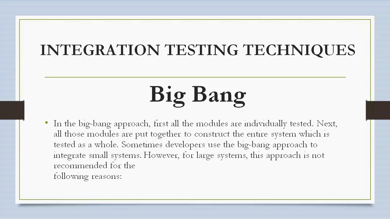 Big Bang Approach In Software Testing Integration Testing Techniques