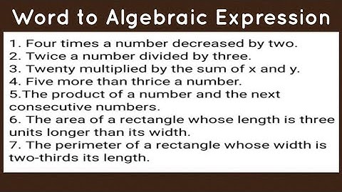 Converting Word to Algebraic Expression [Word to Equation]