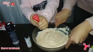 Annemle birlikte ilk defa slime yapıyoruz kek mi oldu ne