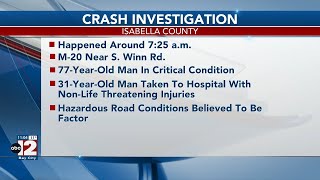 77-year-old in critical condition after a crash in Isabella County