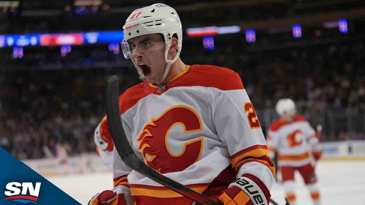 Flames' Coronato Gets Wild Bounce Off Glass for Wacky Goal vs. Sabres
