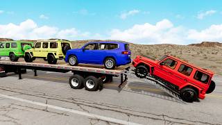 Flatbed Truck Mcqueen | Transportation with Truck - Pothole vs Car 01- BeamNG.Drive
