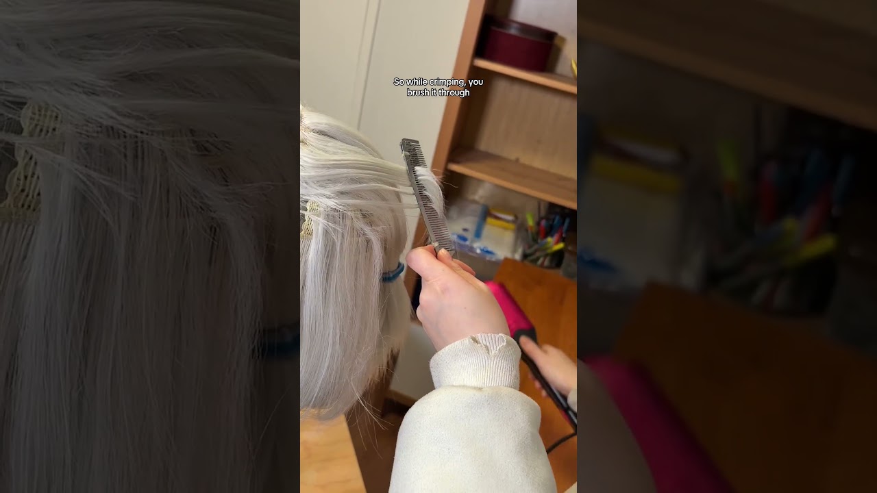 crimping tutorial for cosplay wigs #crimping #wigstyling #cosplaywig #wigmaking #harucosplay