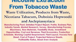 Nicotine Extraction from Tobacco Waste | Waste Utilization