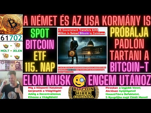 Bitcoin Hírek (2216)- A Német és az USA Kormány IS Próbálja Padlón Tartani a Bitcoin-t+Elon Utánoz