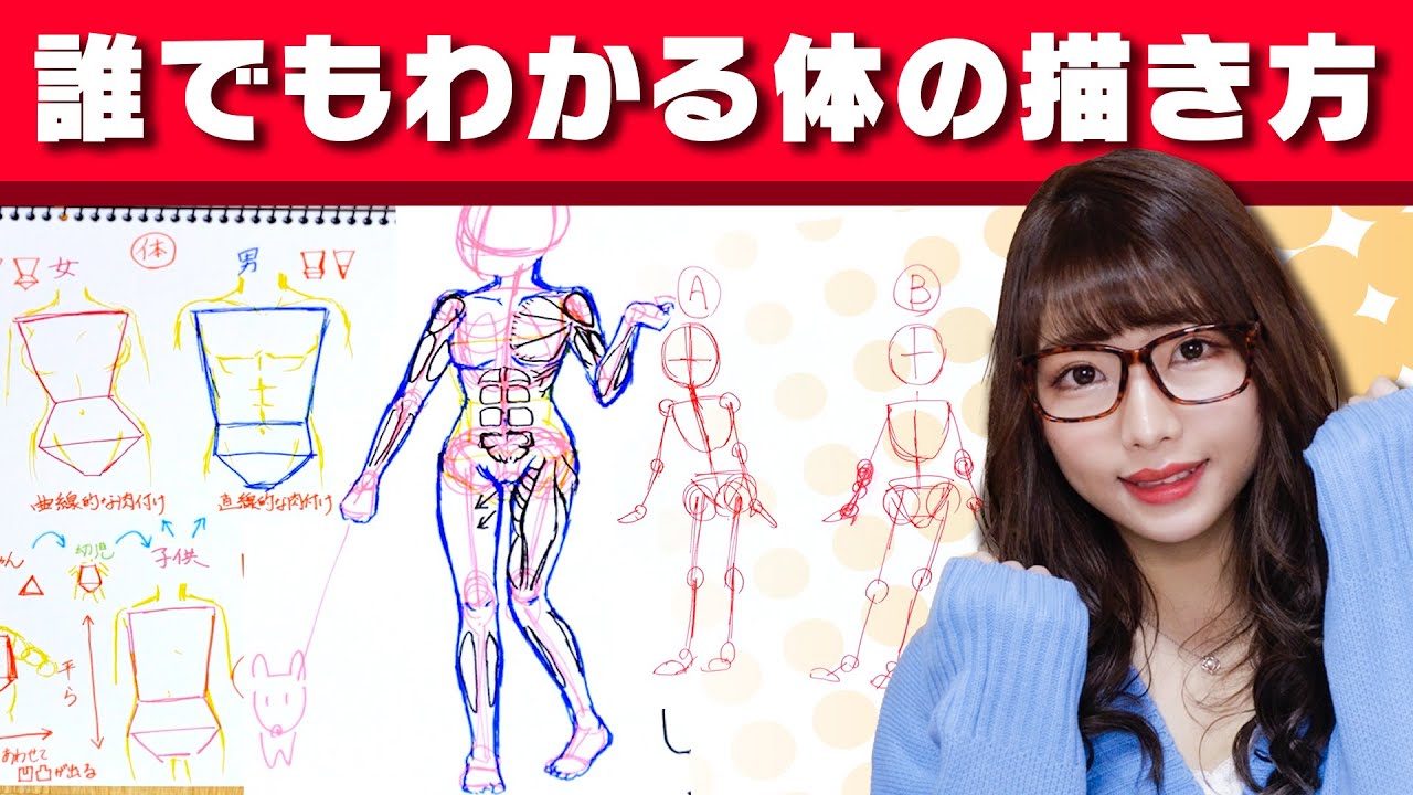 描き方講座 10分で簡単に初心者が上手に人体 全身 の絵を描く方法やってみた アート Youtube