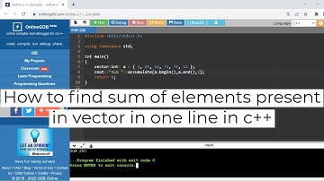 How to find sum of elements present in vector in one line in C++