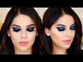 Ojos Ahumados Negro con Brillo Azul para Año Nuevo | Black & Blue Glitter Smokey Eye