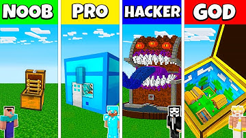 Minecraft Battle: NOOB vs PRO vs HACKER vs GOD: INSIDE CHEST HOUSE BASE BUILD CHALLENGE / Animation