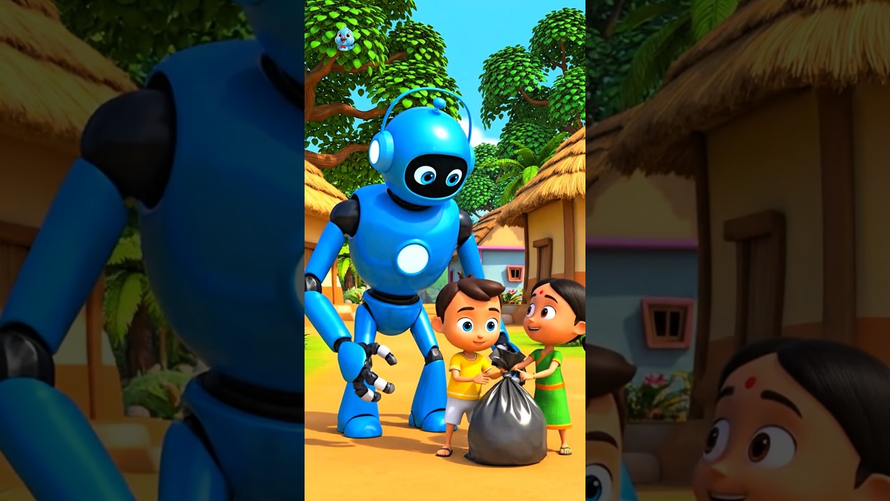 Bandar Mama aur Robot 🤖🐒 | Cute Robot Helps Kids | Safai ki kahani | 3D Cartoon