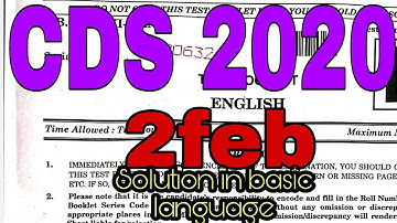 CDS 2020 2FEB ENGLISH SOLUTION with pdf #Cds2020 cds 2020 2 feb answer key