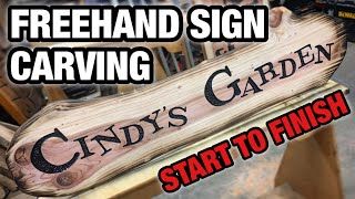 How to Freehand carve a wood sign with a router start to finish