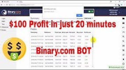 Binary Bot Real Account Trading 2018   20 Minutes $100 Profit
