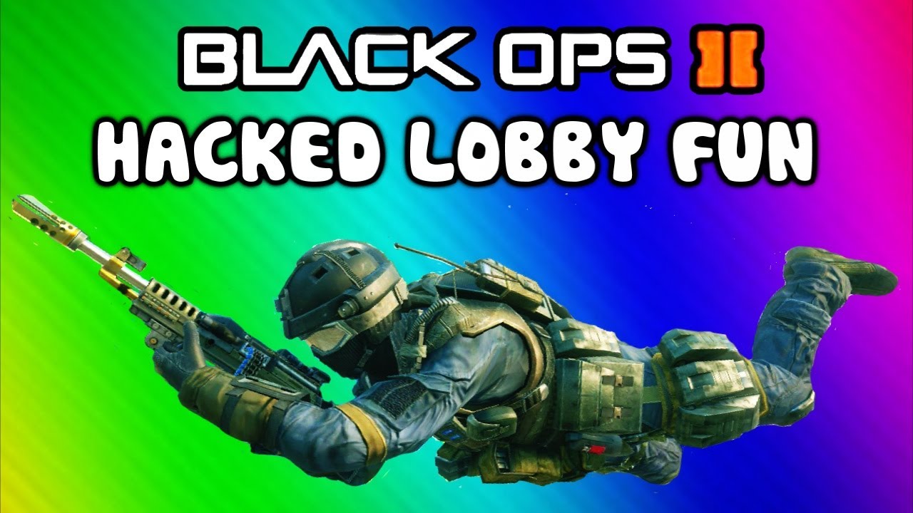 Black Ops 2 Hacked Lobby Funny Moments - Outside Rush, Dolphin Dives,  Unlimited Hunter Killers - 