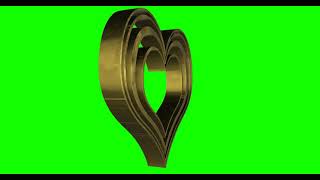 4K Green Screen Free - GOLDEN HEART 3D with ZOOM IN