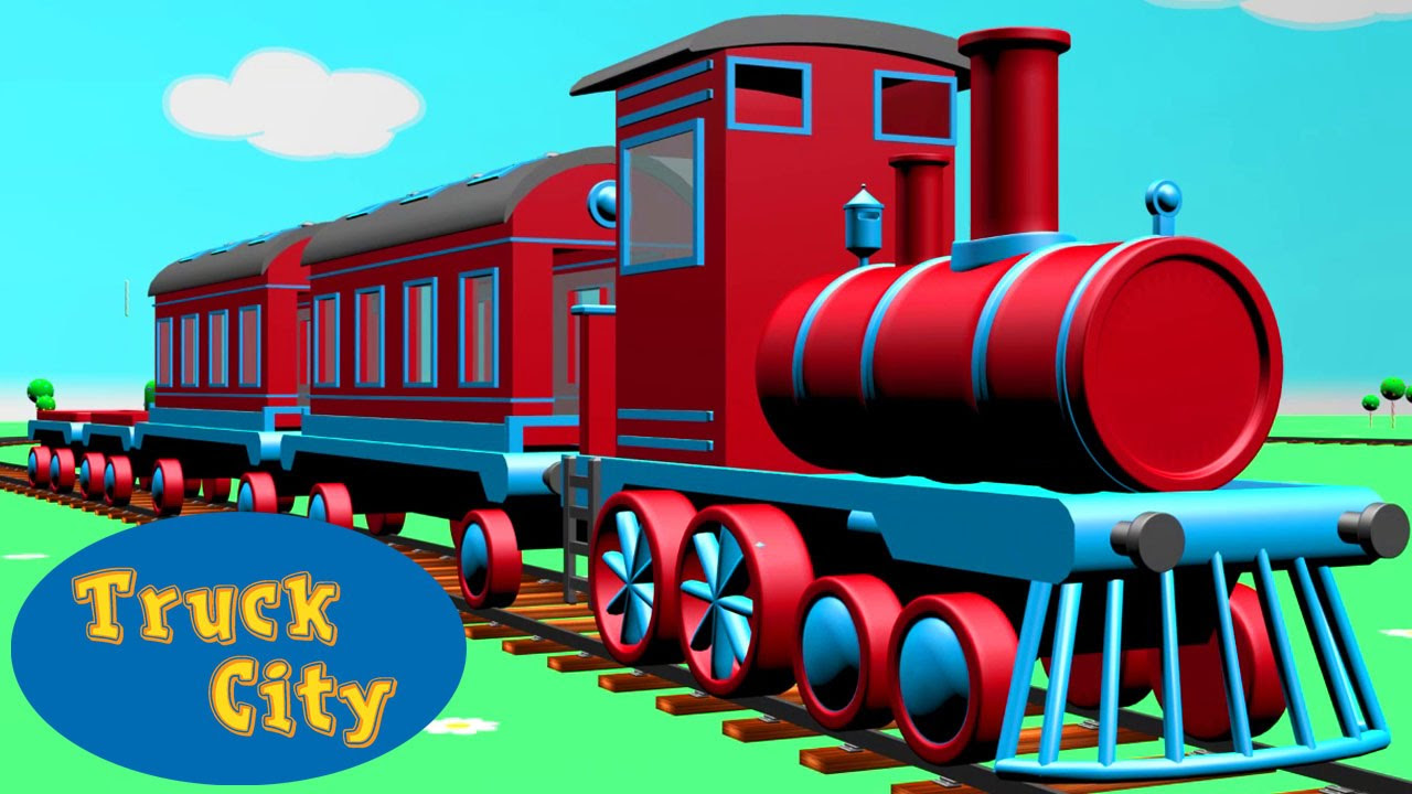 Pociągi i przejazdy kolejowe ze szlabanami, samochody i skrzyżowania dróg - animacja dla dzieci.
