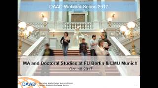 Webinar: MA & Doctoral Programs at Freie Universität Berlin and LMU Munich