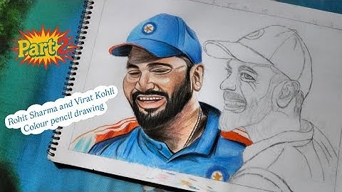 Rohit Sharma , Virat Kohli Drawing , Rohit Sharma drawing , Colour pencil drawing
