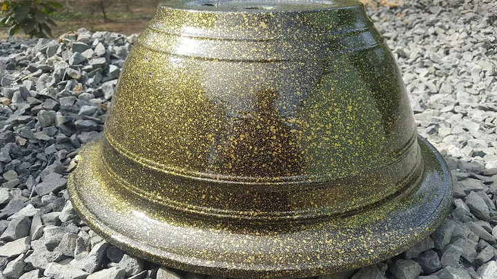 Cách sơn giả vàng cổ cho chậu xi măng tròn - Bonsai pot with gold-liked paint