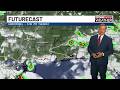 Strong storms exit area; more scattered storms expected through week