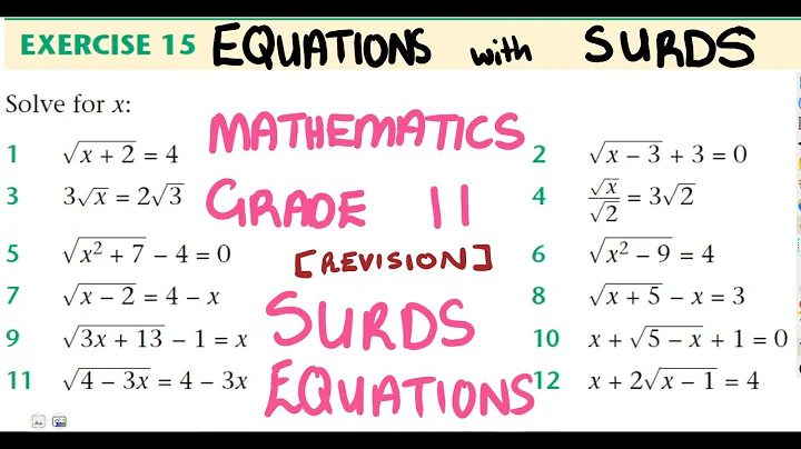 Mathematics Grade 11 Solving Equations with Surds @mathszoneafricanmotives