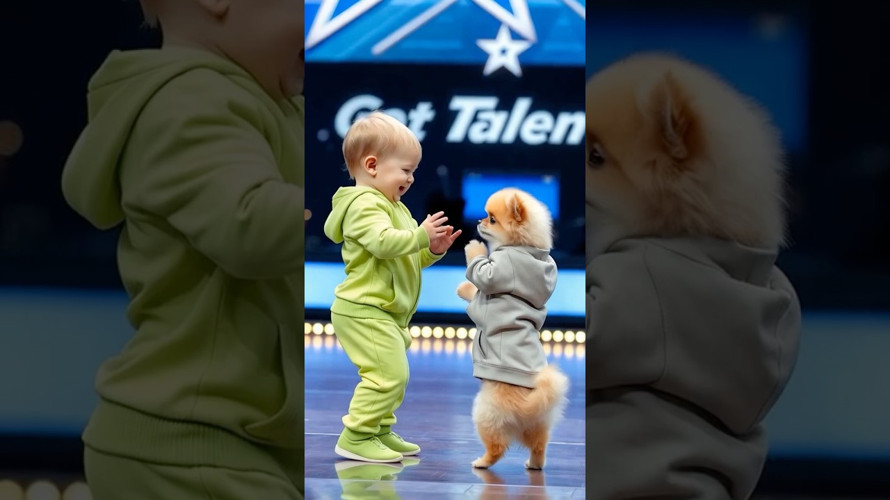 This duo is a spectacle #viralvideo#dog#gottalent#shorts#ia#ai#baby#bebe#bebefofo#dance#cat