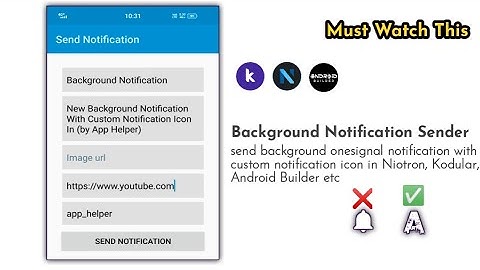 Background Notification Sender With Custom Notification Icon In Niotron, Kodular, Android Builder..