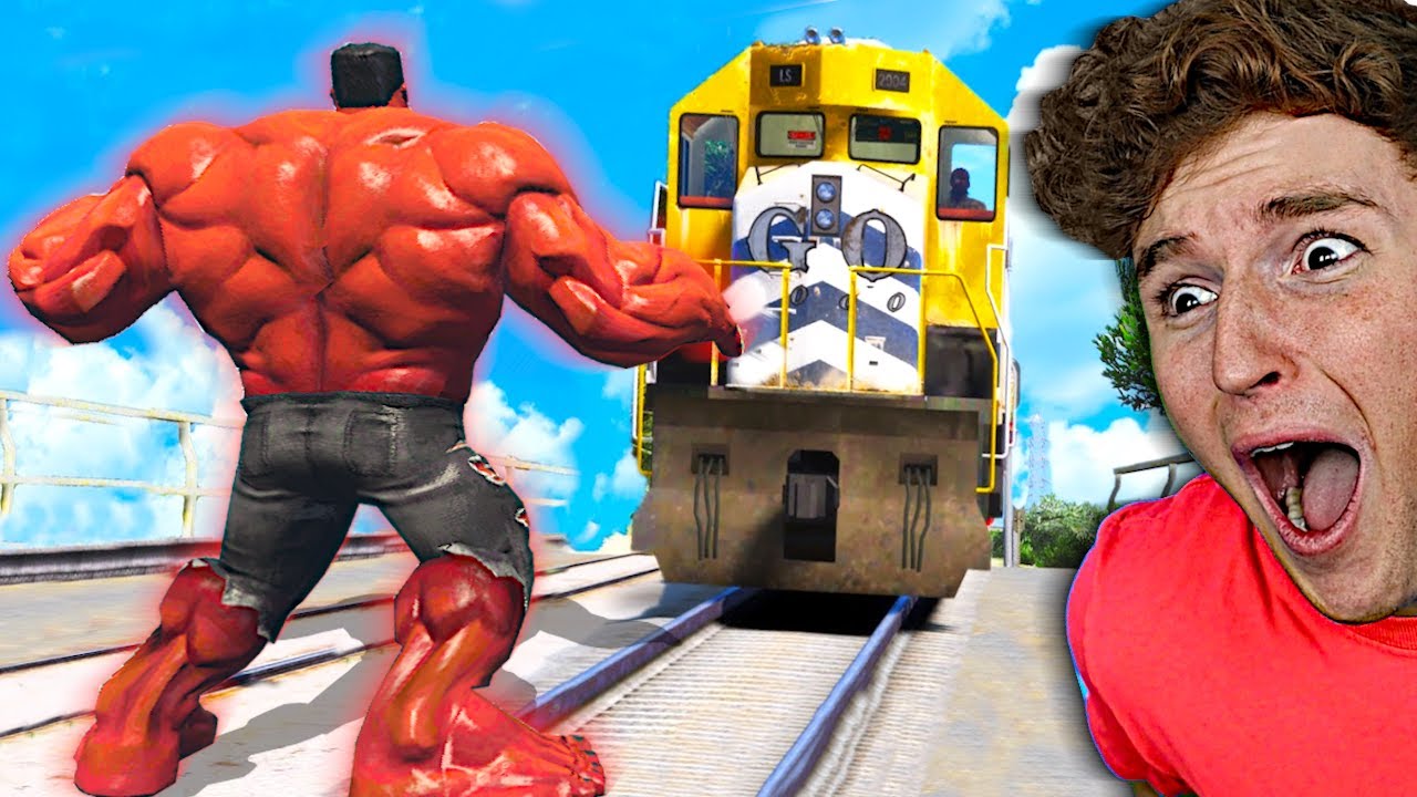 Can You STOP THE TRAIN As MEGA RED HULK Mods