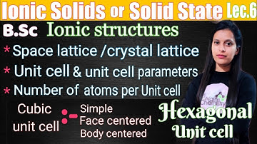 lec.6|ionic solids|space/crystal lattice|unit cell &its parameters, no. of atoms per unit cell