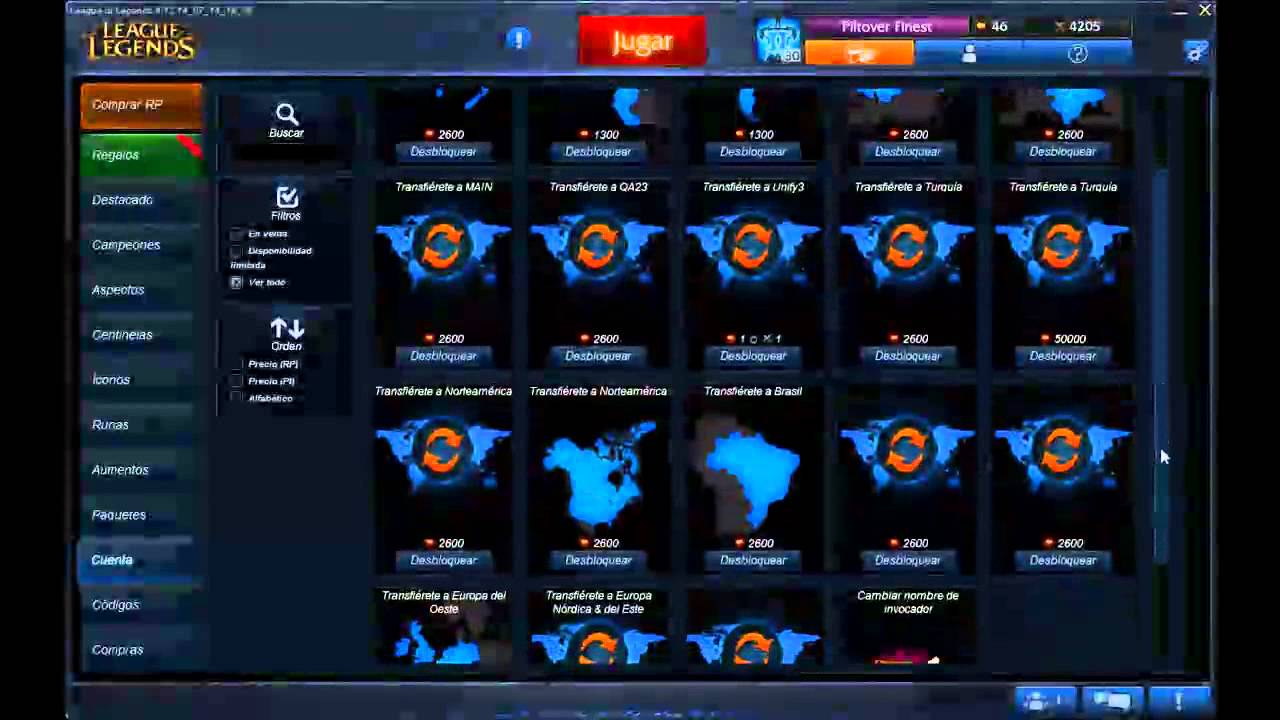 Cambiar de servidor LOL Free YouTube