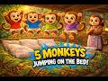 Five Little Monkeys Jumping on the Bed | Fun Monkey Nursery Rhyme | Kids Songs &amp; Cartoon Animation