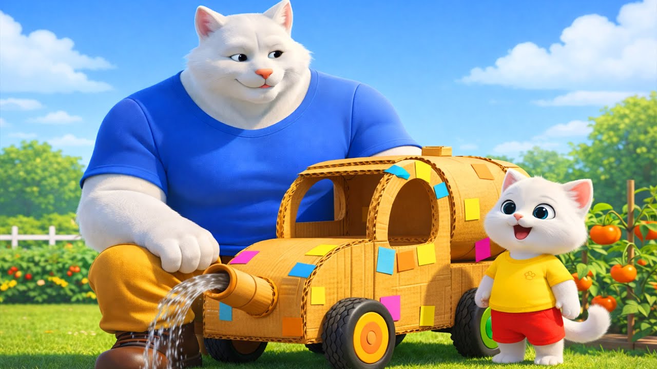 Kitten Teased for His Cardboard Watering Truck — Ending Will Surprise You! 3d Cat Animation Story