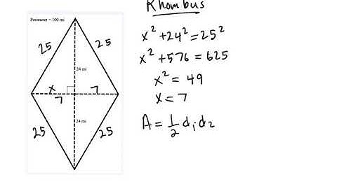 Rhombus given perimeter and diagonal