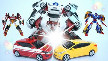 또봇쿼트란 vs 헬로카봇 레스큐,아반떼Y 변신로봇 장난감 대결 Tobo Hellocarbot Car Toys