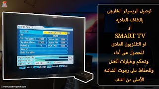 كيفية توصيل وتشغيل الريسيفر الخارجى بالشاشه العاديه او smart tv او اى تلفزيون