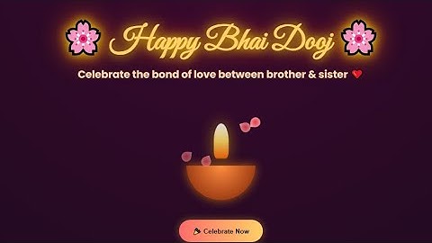🪔Happy Bhai Dooj Wishing Project using HTML, CSS & JavaScript 2025| Festival Animation for Beginners
