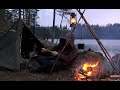 Wild Solitude - 5 days solo bushcraft, camping in all weather conditions, woodstove, canvas tent